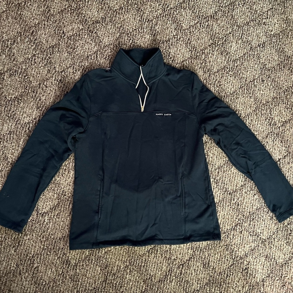 Happy Earth Quarter Zip Navy Blue Sweatshirt